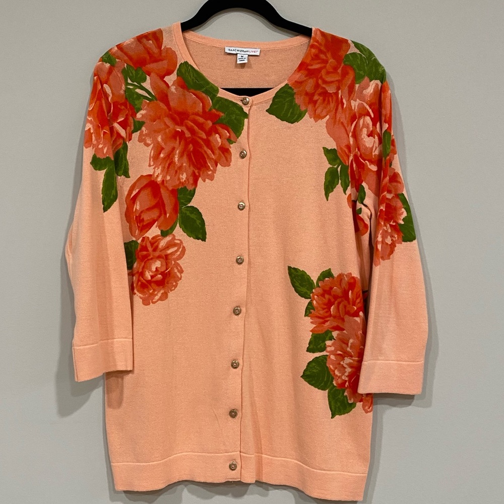 Isaac Mizrahi Live! Peach Cardigan. Size Medium.